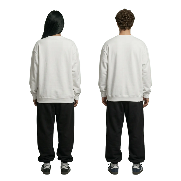 NEX Oversized Crewneck in white, back view