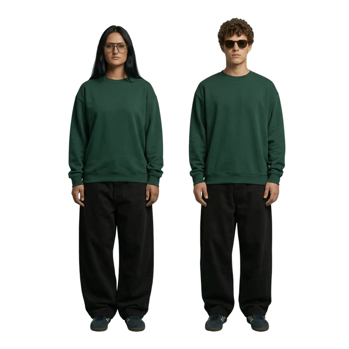 NEX Oversized Crewneck in green, front view, unisex oversized fit streetwear Egypt