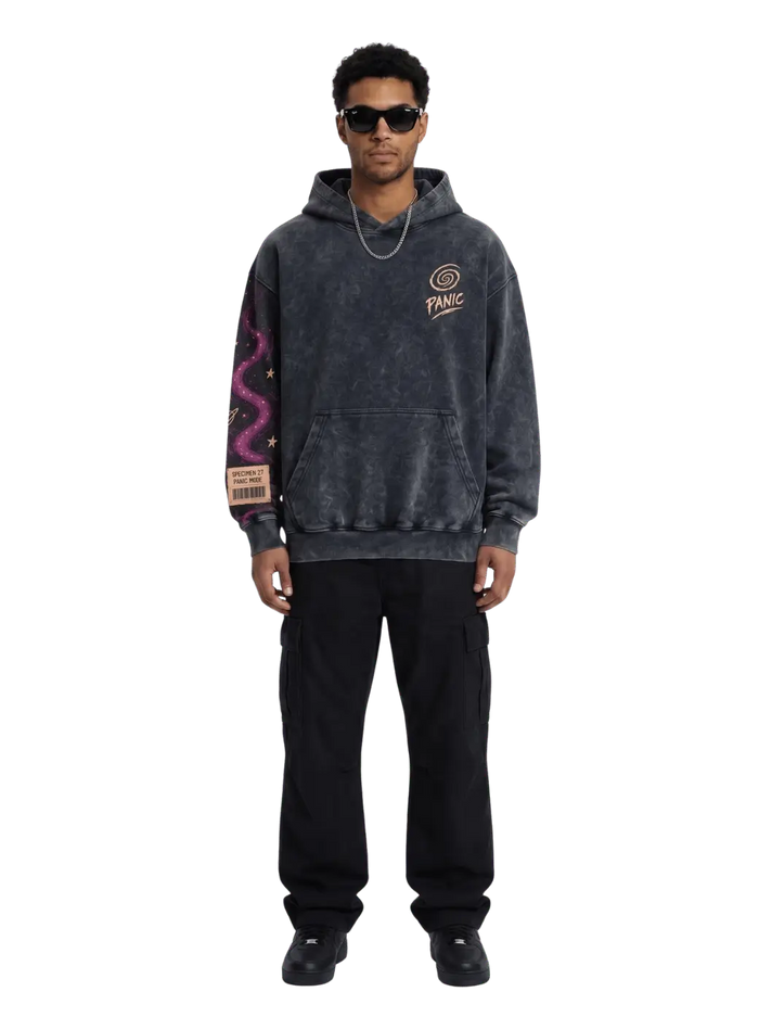 Panic Mode Oversized Acid Wash Graphic Hoodie | Streetwear Egypt