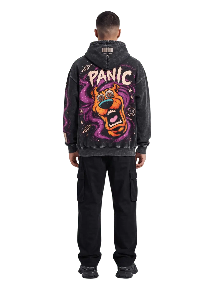 Panic Mode Oversized Acid Wash Graphic Hoodie | Streetwear Egypt