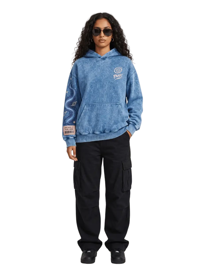 Panic Mode Oversized Acid Wash Graphic Hoodie | Streetwear Egypt