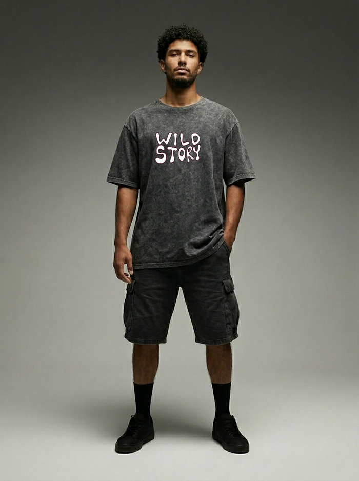 Wild Story- Washed Oversized T-Shirt | NEX Streetwear Egypt | T-Shirts