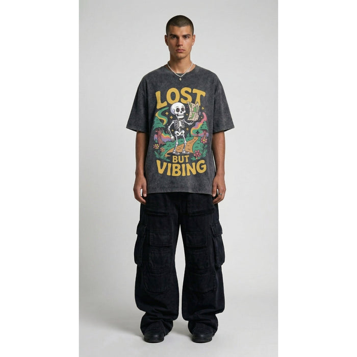 Lost but Vibing - Washed Oversized T-Shirt | NEX Streetwear Egypt | T-Shirts