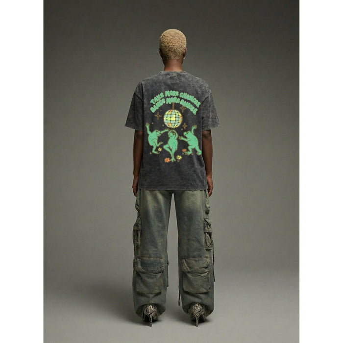 Dance More Dances- Washed Oversized Unisex | NEX Streetwear Egypt | T-Shirts