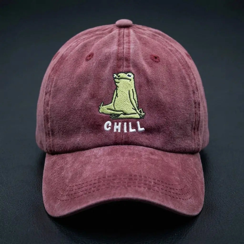 Chill Washed Cap – Embroidered Frog Streetwear Cap