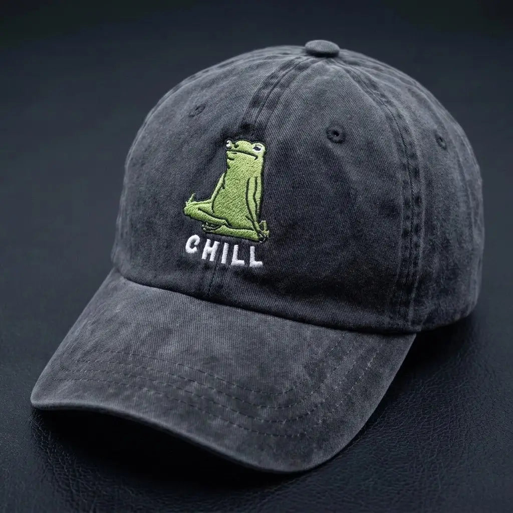 Chill Washed Cap – Embroidered Frog Streetwear Cap