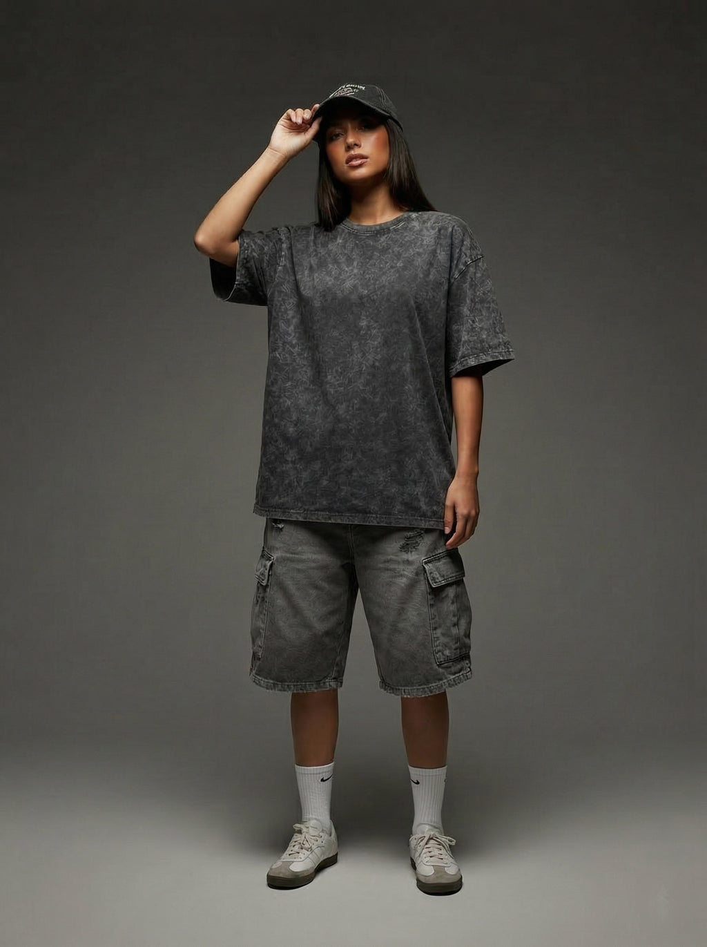 Washed Oversized Unisex T-Shirt - Dark Grey | NEX Streetwear Egypt | Basic T-Shirts