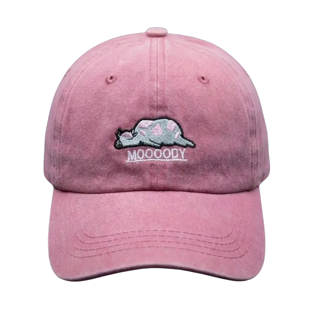 Moooody Washed Cap – Embroidered Cow Streetwear Cap