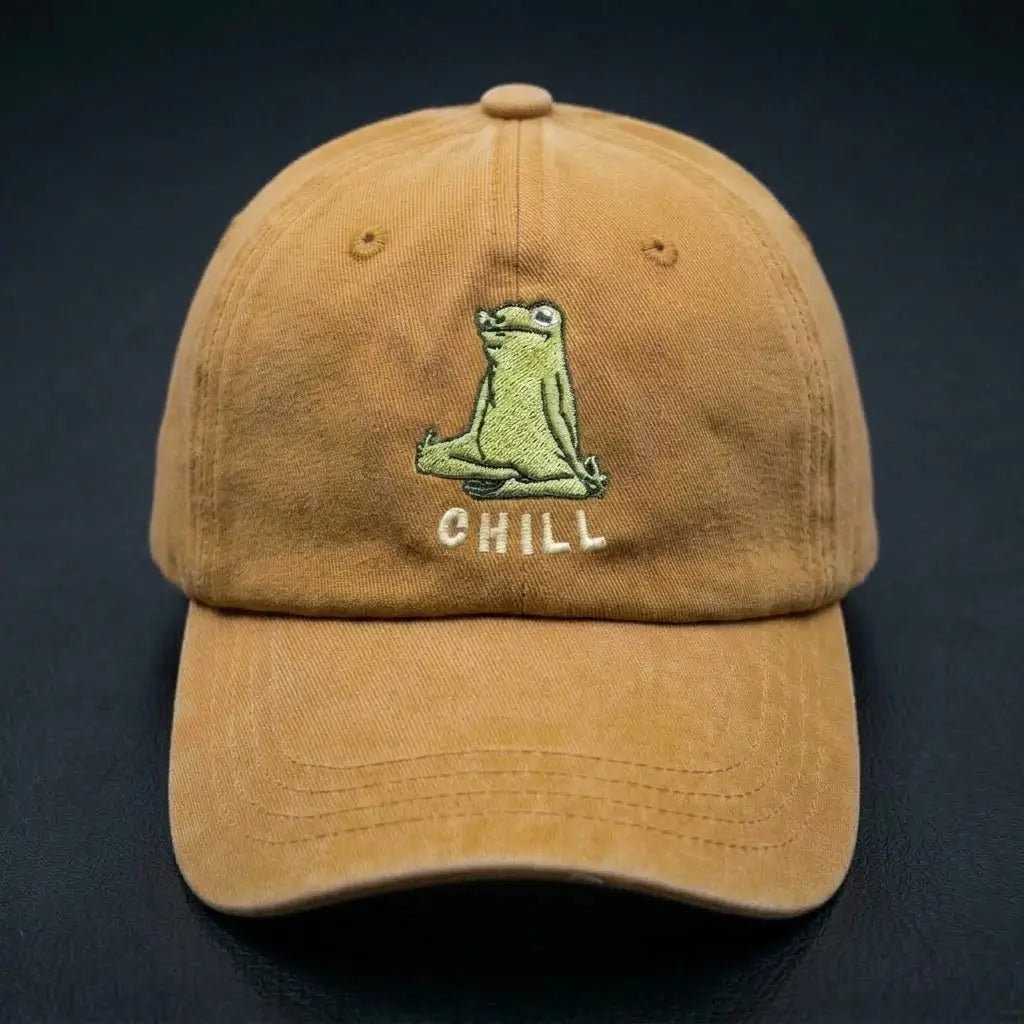 Chill Washed Cap – Embroidered Frog Streetwear Cap