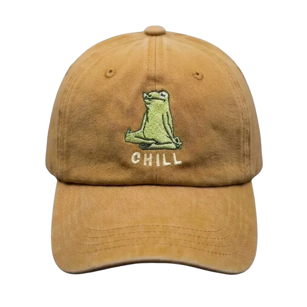 Chill Washed Cap – Embroidered Frog Streetwear Cap