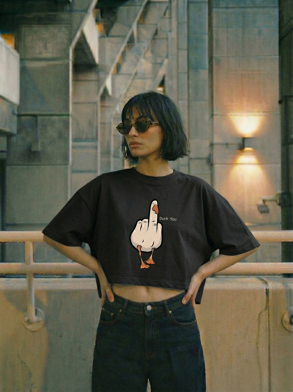 Duck you - Cropped Oversized T-Shirt | NEX Streetwear Egypt | Cropped T-shirts