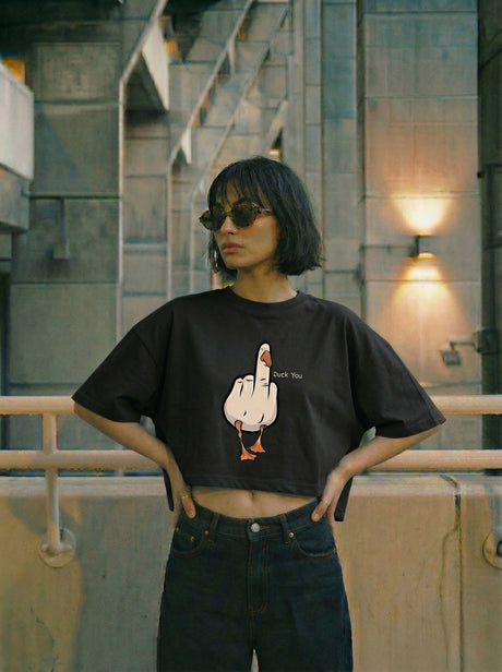 Duck you - Cropped Oversized T-Shirt