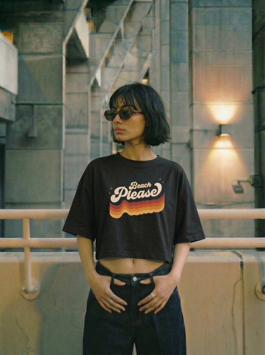 Beach Please - Cropped Oversized T-Shirt | NEX Streetwear Egypt | Cropped T-shirts