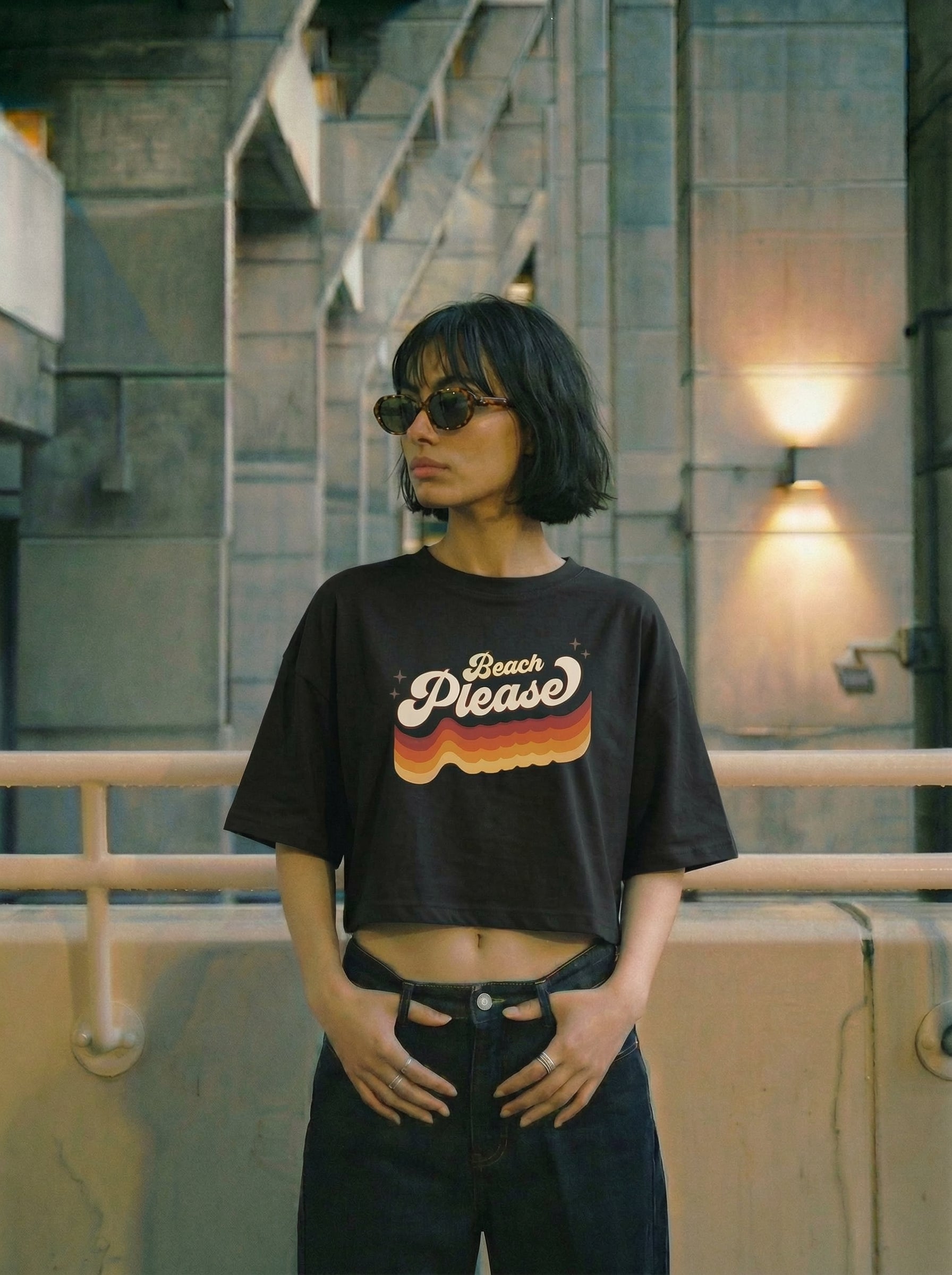 Beach Please - Cropped Oversized T-Shirt | NEX Streetwear Egypt | Cropped T-shirts