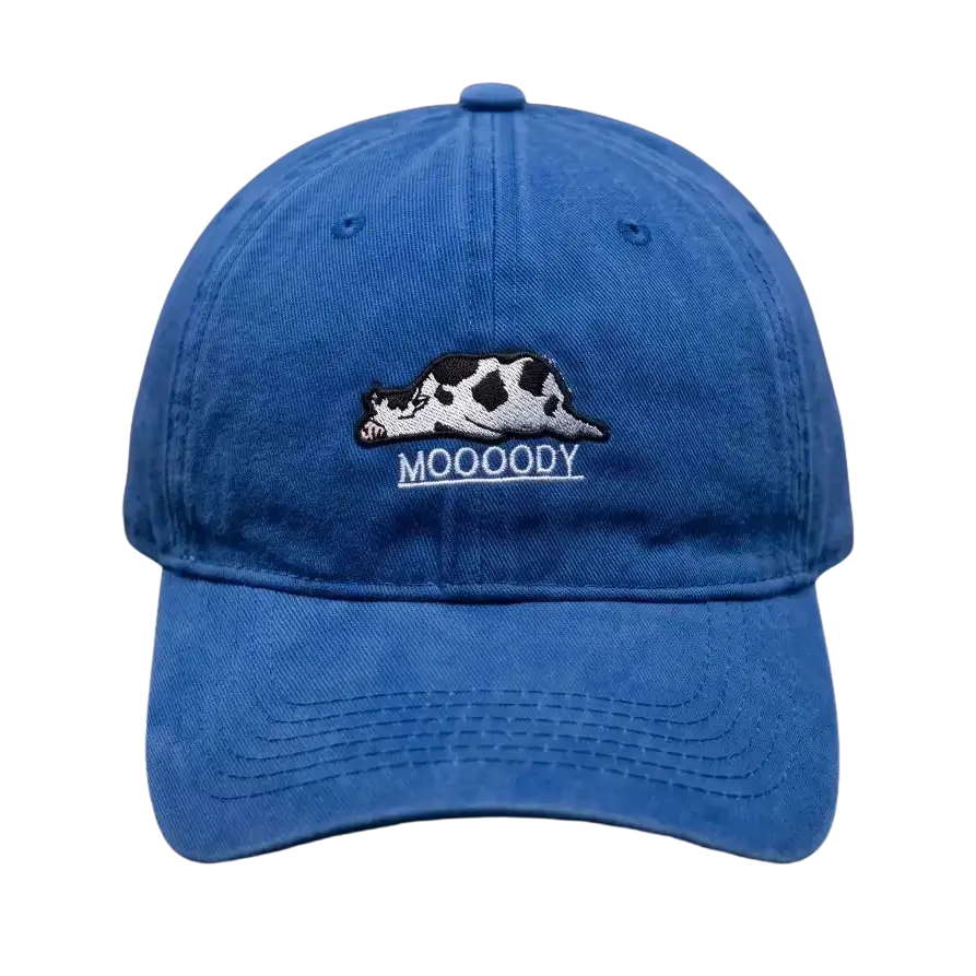 Moooody Washed Cap – Embroidered Cow Streetwear Cap
