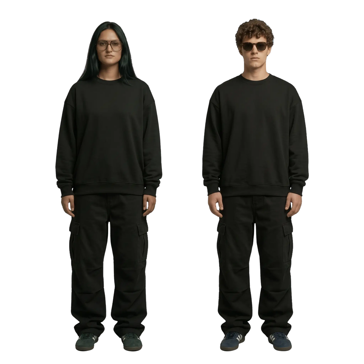NEX Oversized Crewneck in black, front view, unisex oversized fit streetwear Egypt
