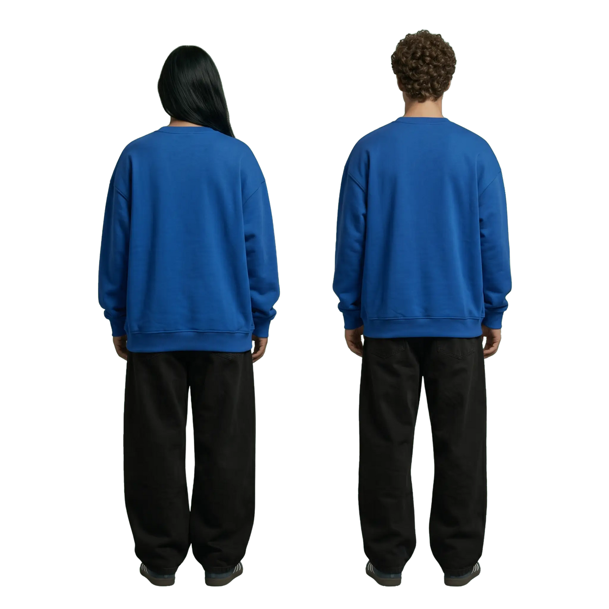 NEX Oversized Crewneck in blue, back view