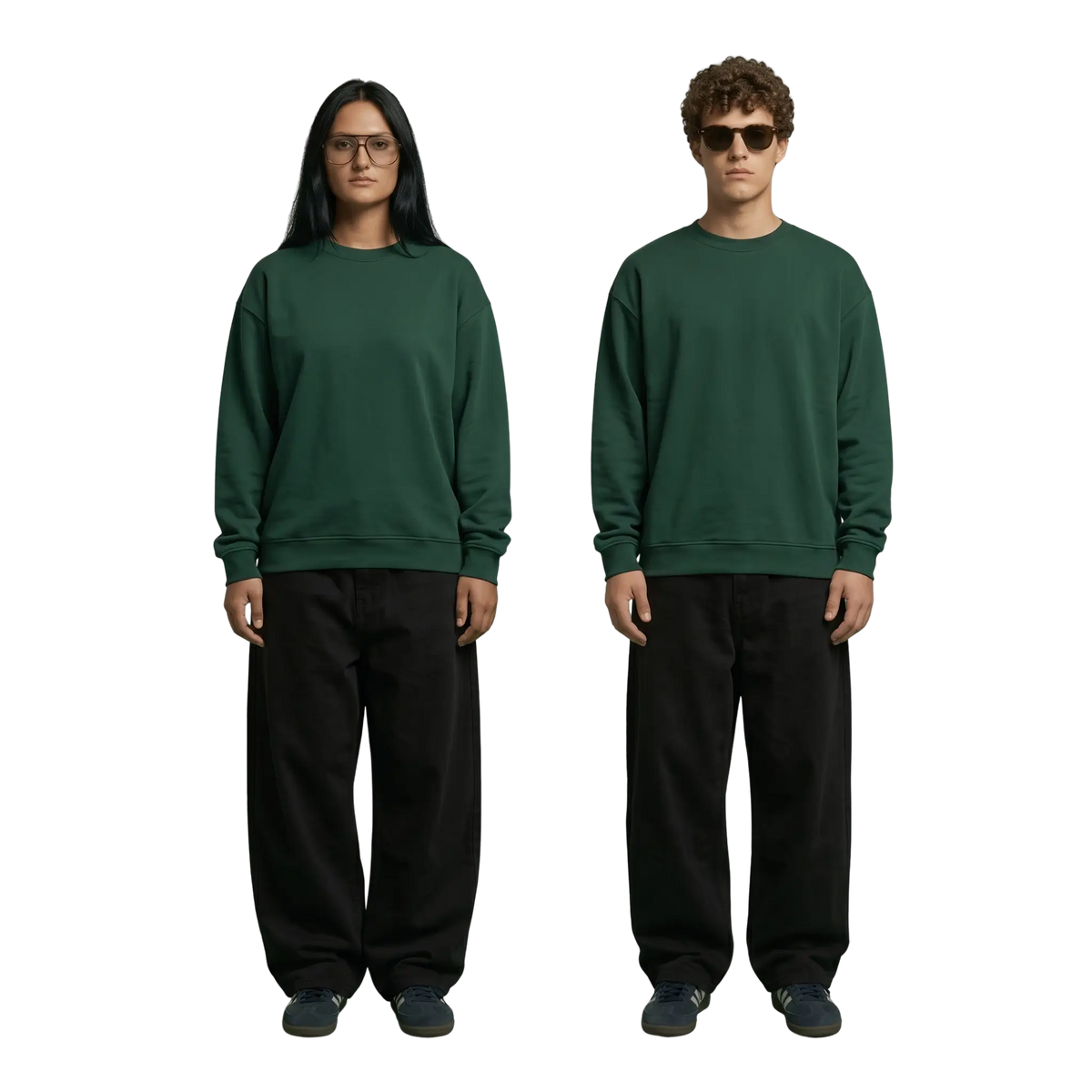 NEX Oversized Crewneck in green, front view, unisex oversized fit streetwear Egypt
