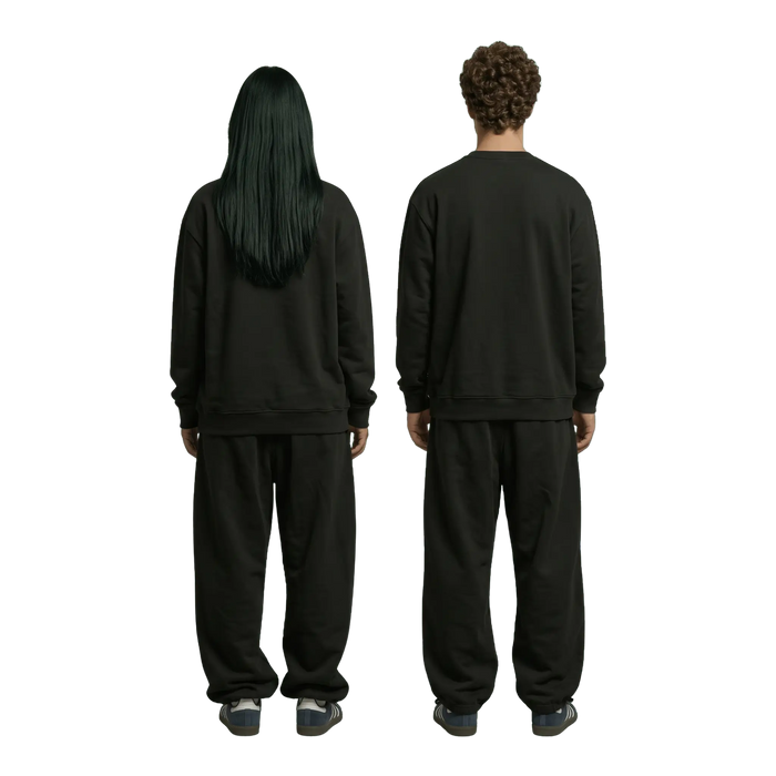 NEX Oversized Crewneck in black, back view