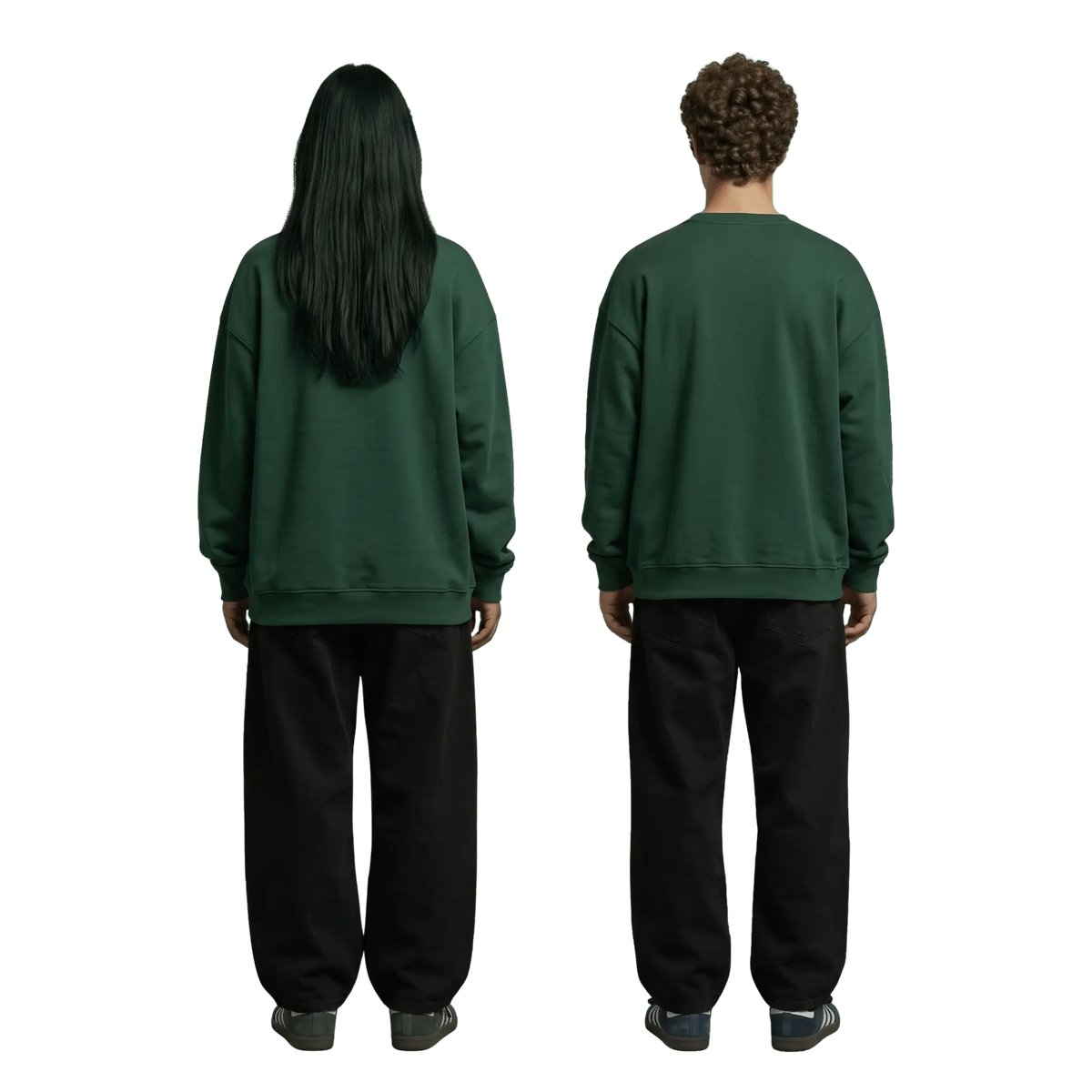 NEX Oversized Crewneck in green, back view