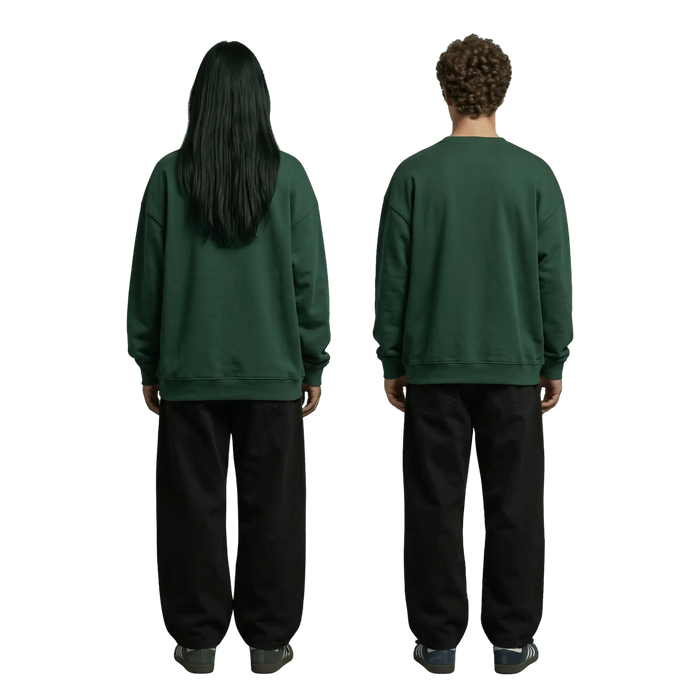 NEX Oversized Crewneck in green, back view