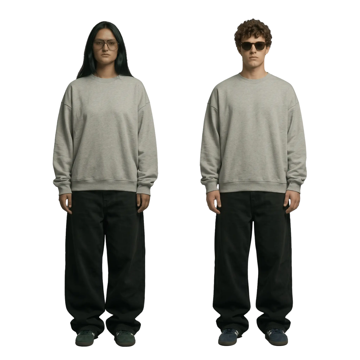 NEX Oversized Crewneck in gray, front view, unisex oversized fit streetwear Egypt