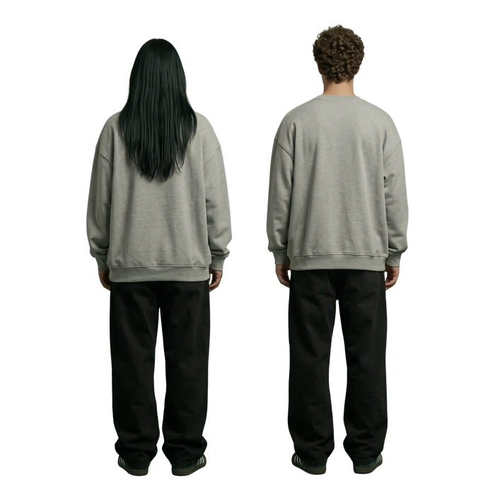 NEX Oversized Crewneck in gray, back view