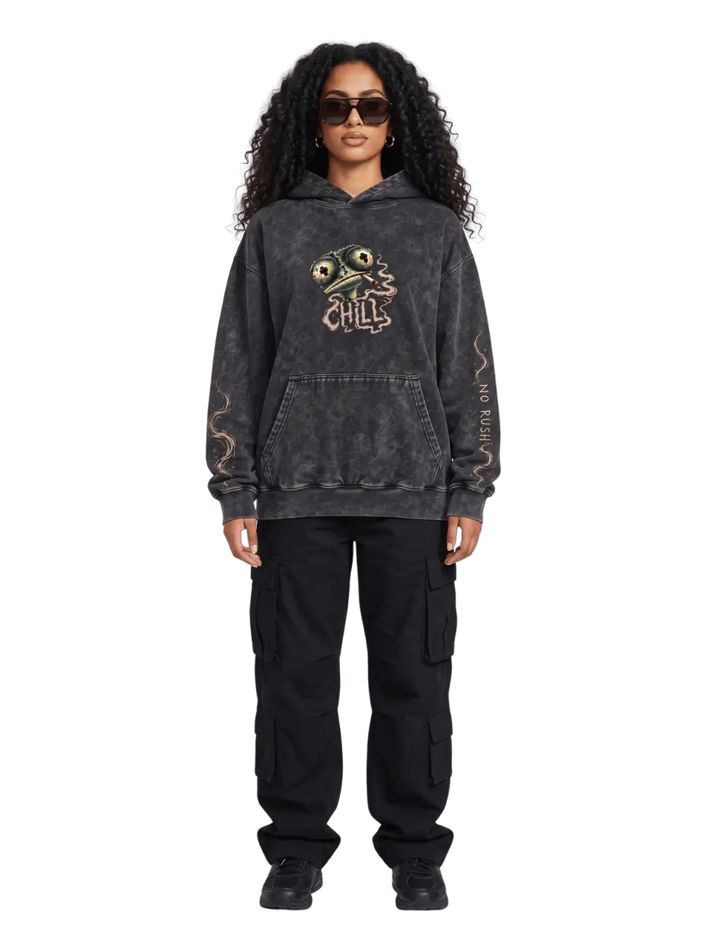 Chill No Rush Oversized Acid Wash Hoodie | Streetwear Egypt