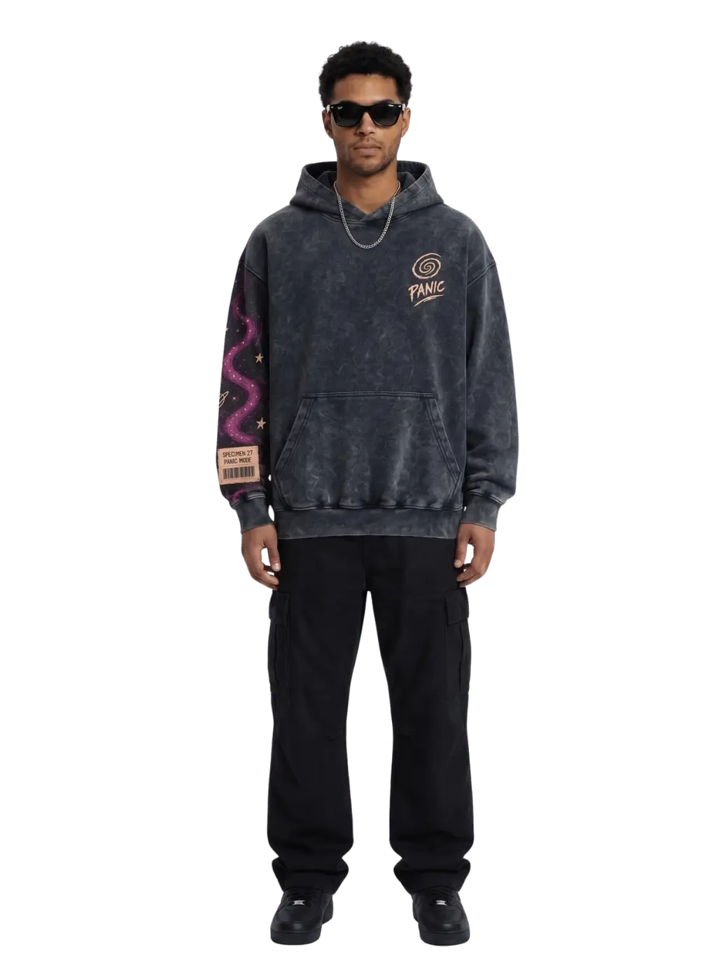 Panic Mode Oversized Acid Wash Graphic Hoodie | Streetwear Egypt