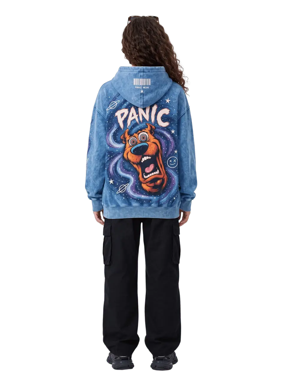 Panic Mode Oversized Acid Wash Graphic Hoodie | Streetwear Egypt
