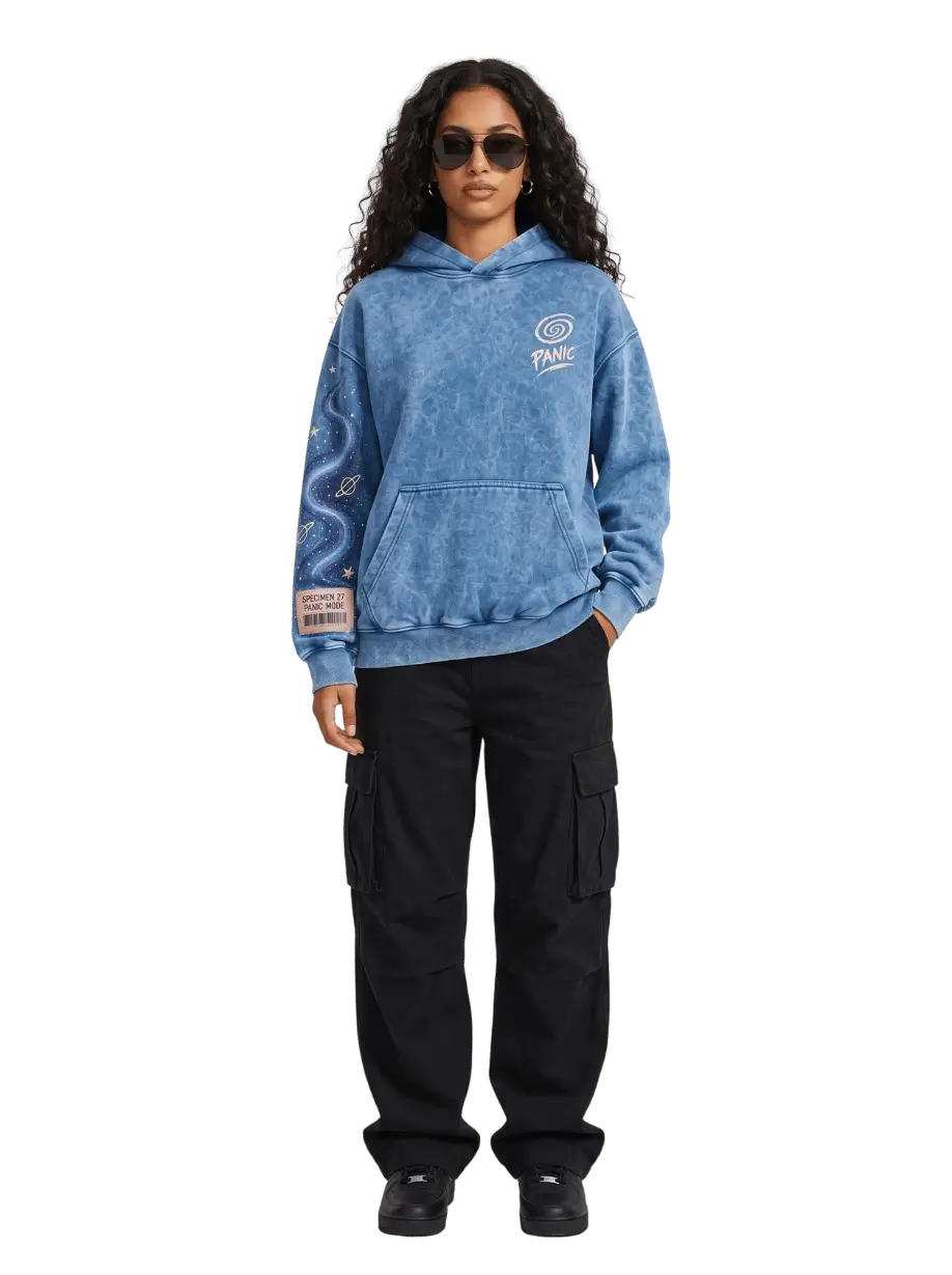 Panic Mode Oversized Acid Wash Graphic Hoodie | Streetwear Egypt