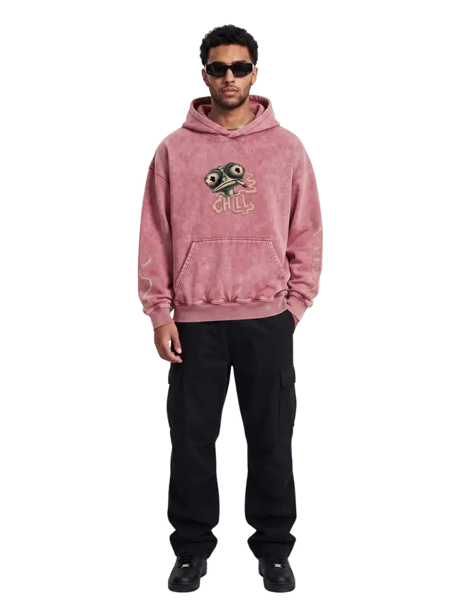 Chill No Rush Oversized Acid Wash Hoodie | Streetwear Egypt