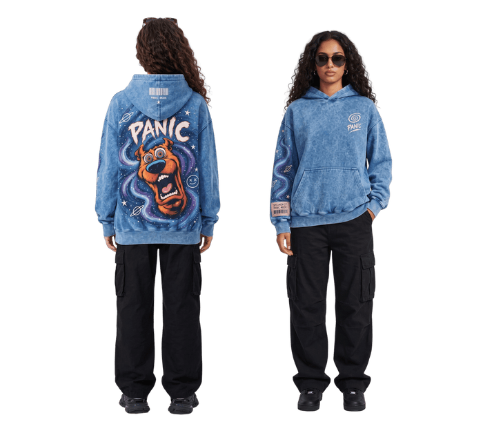 Panic Mode Oversized Acid Wash Graphic Hoodie | Streetwear Egypt
