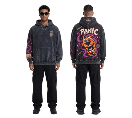 Panic Mode Oversized Acid Wash Graphic Hoodie | Streetwear Egypt