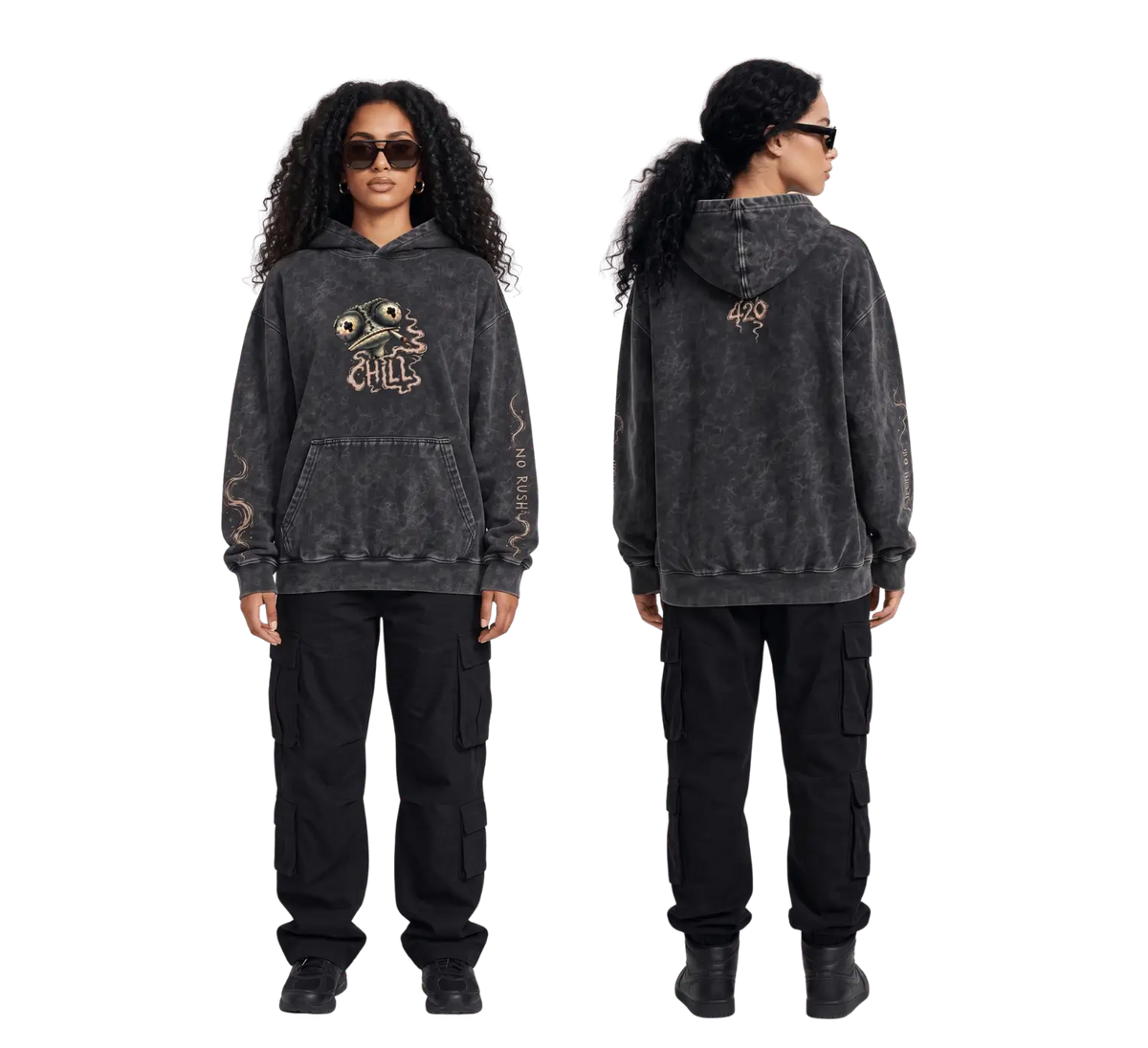 Chill No Rush Oversized Acid Wash Hoodie | Streetwear Egypt