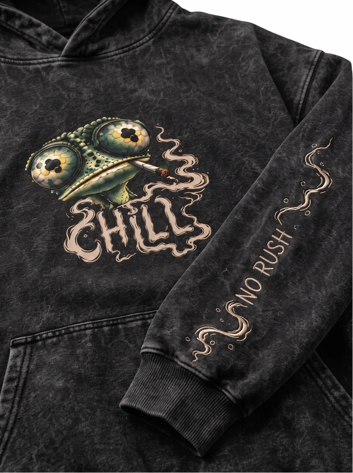Chill No Rush Oversized Acid Wash Hoodie | Streetwear Egypt
