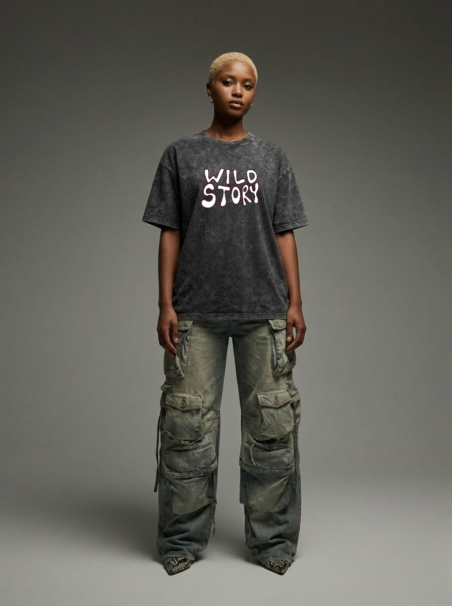 Wild Story- Washed Oversized T-Shirt | NEX Streetwear Egypt | T-Shirts