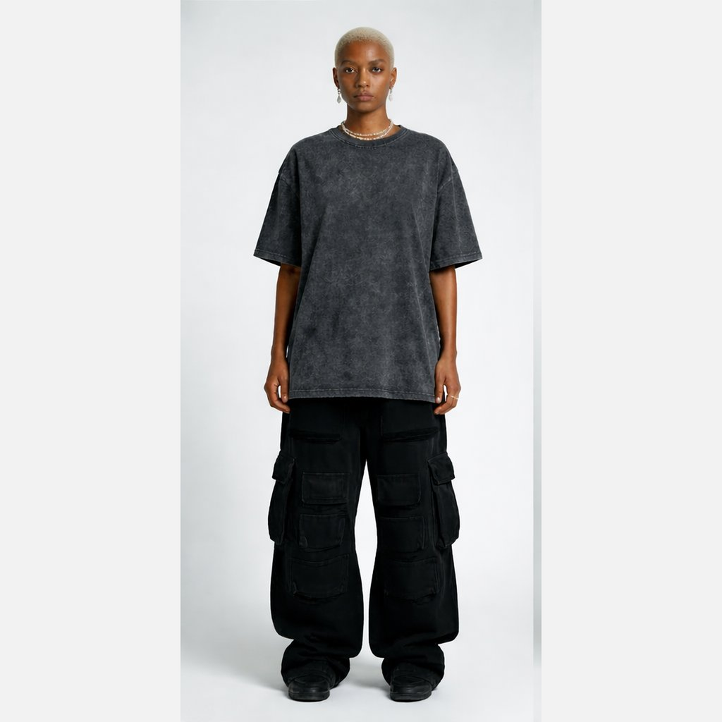 Washed Oversized Unisex T-Shirt - Dark Grey | NEX Streetwear Egypt | Basic T-Shirts