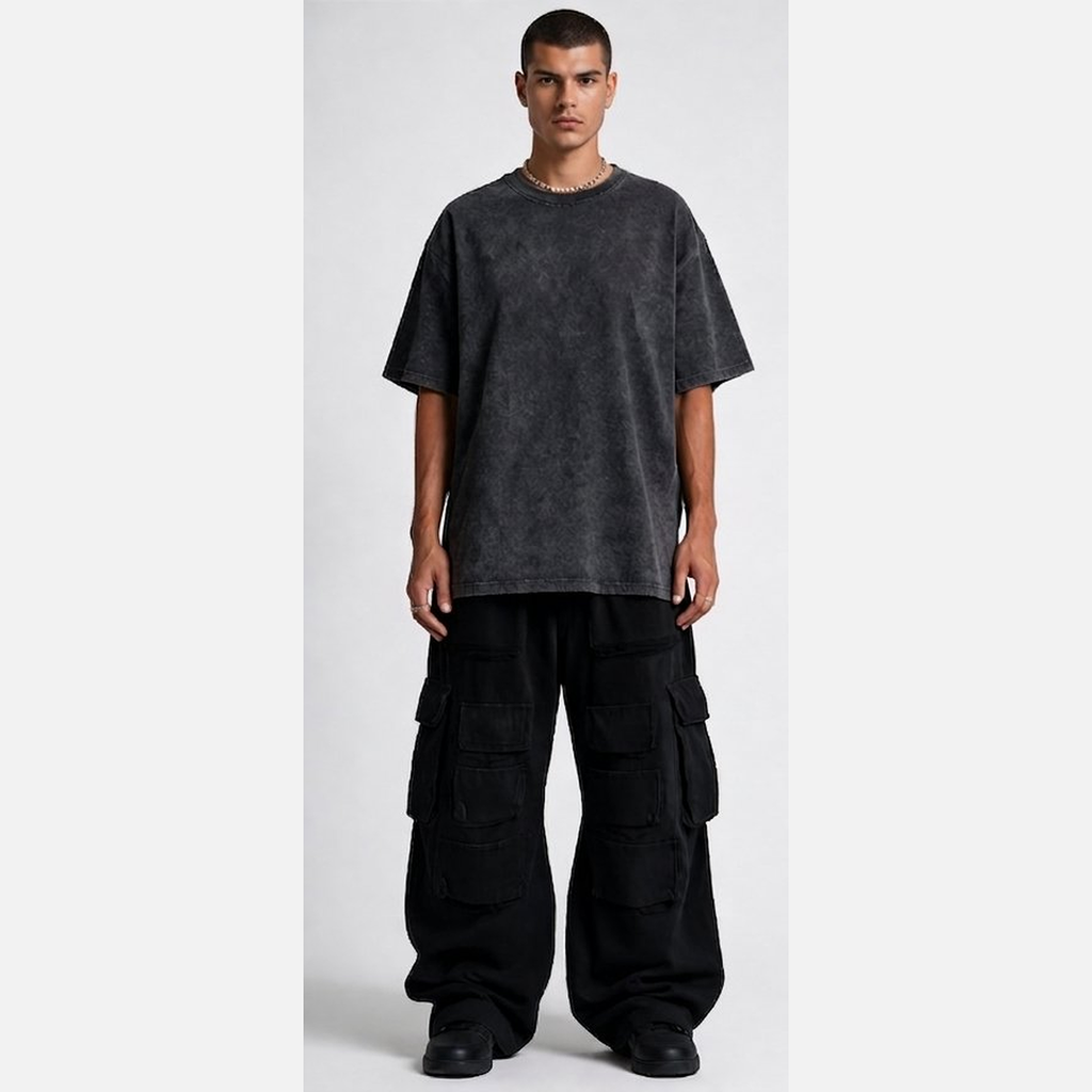 Washed Oversized Unisex T-Shirt - Dark Grey | NEX Streetwear Egypt | Basic T-Shirts