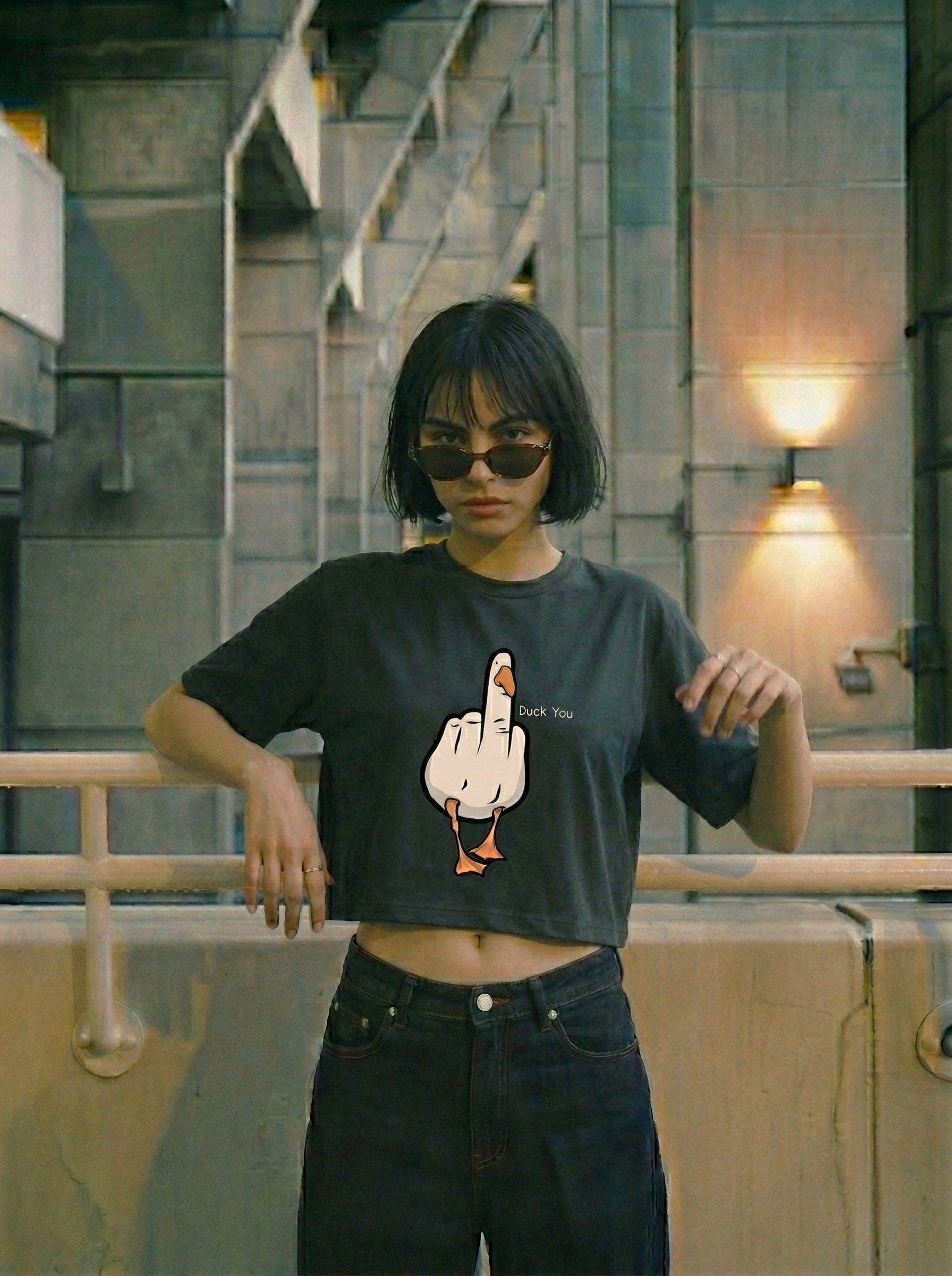 Duck you - Cropped Oversized T-Shirt