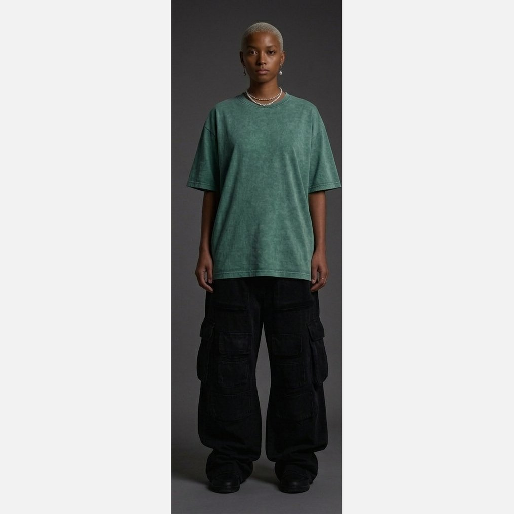 Washed Oversized T-Shirt - Green | NEX Streetwear Egypt | Basic T-Shirts