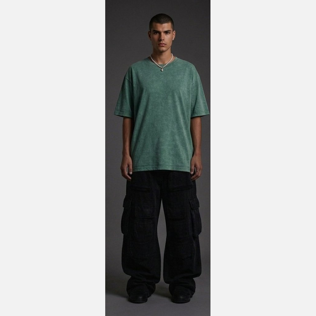 Washed Oversized T-Shirt - Green | NEX Streetwear Egypt | Basic T-Shirts