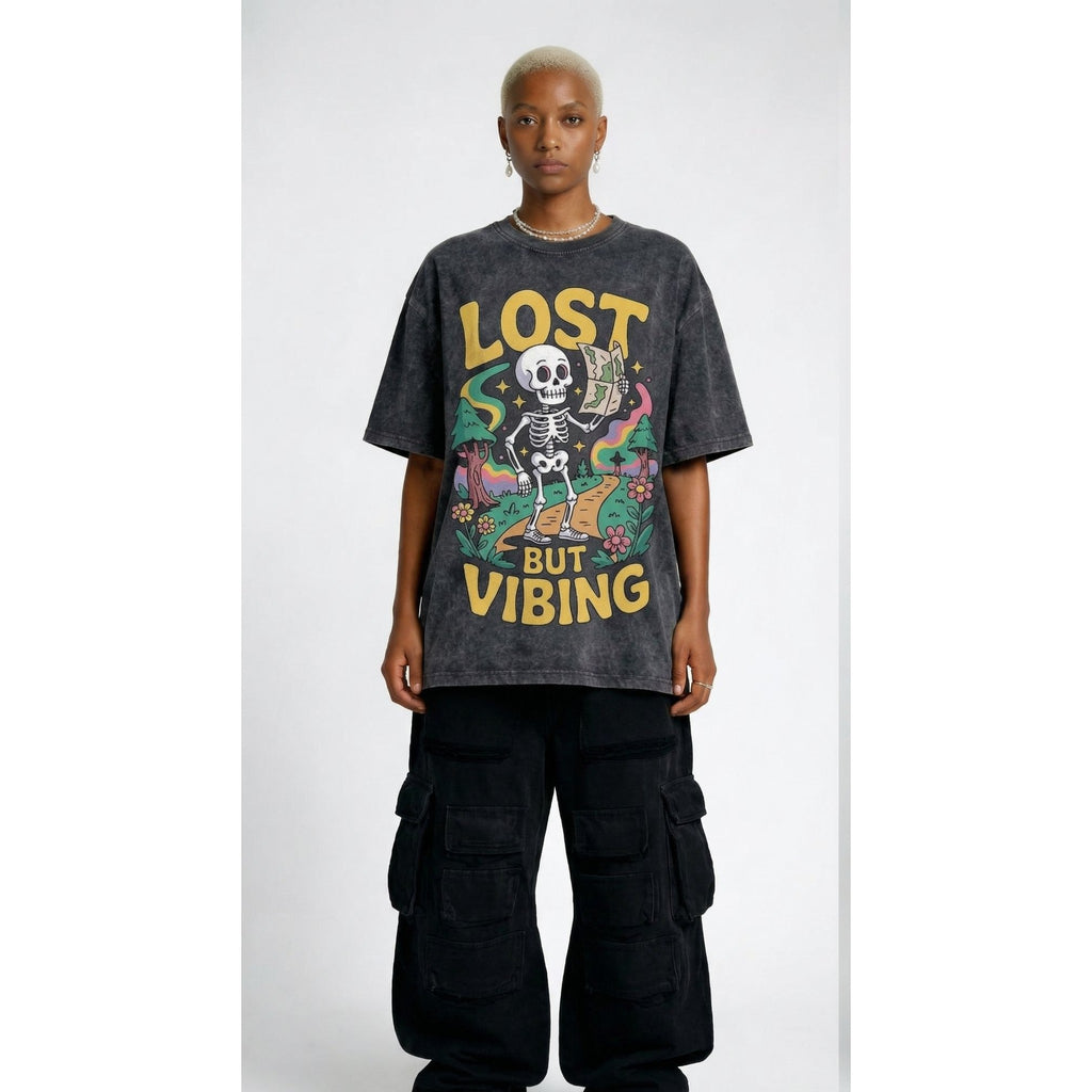 Lost but Vibing - Washed Oversized T-Shirt | NEX Streetwear Egypt | T-Shirts