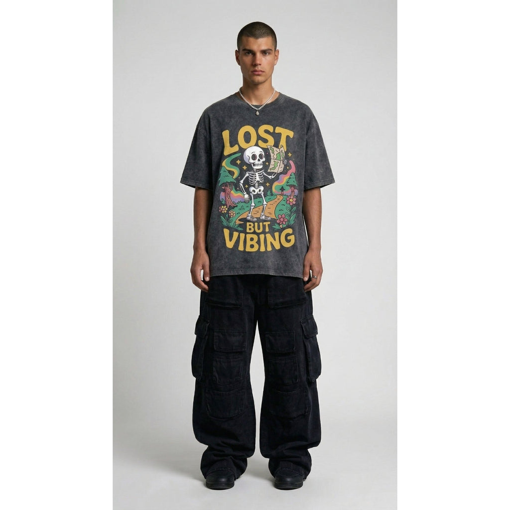 Lost but Vibing - Washed Oversized T-Shirt | NEX Streetwear Egypt | T-Shirts