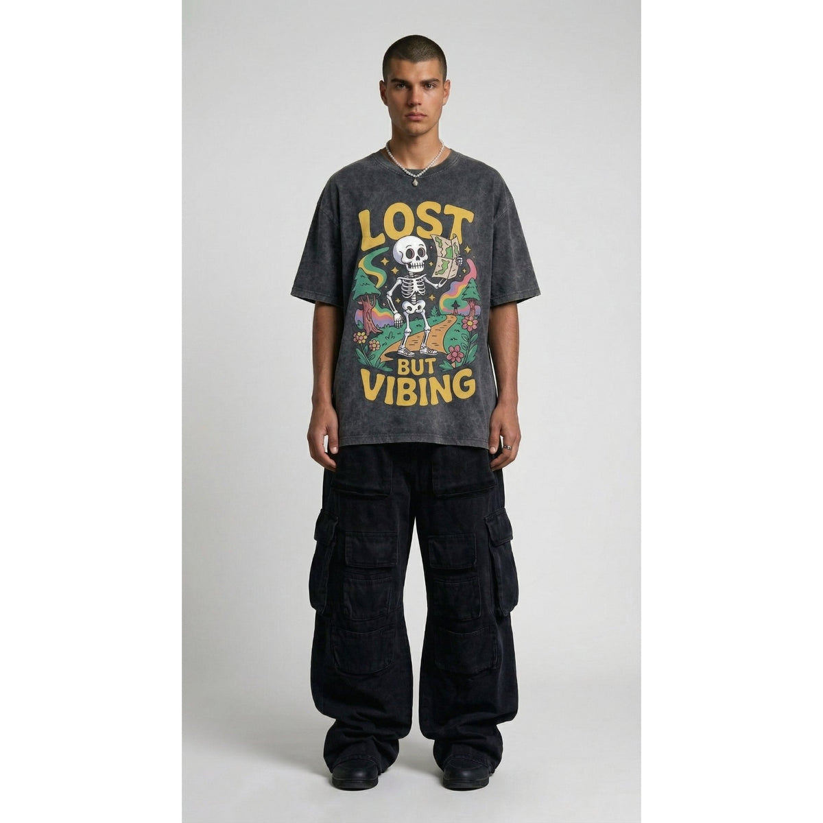 Lost but Vibing - Washed Oversized T-Shirt | NEX Streetwear Egypt | T-Shirts