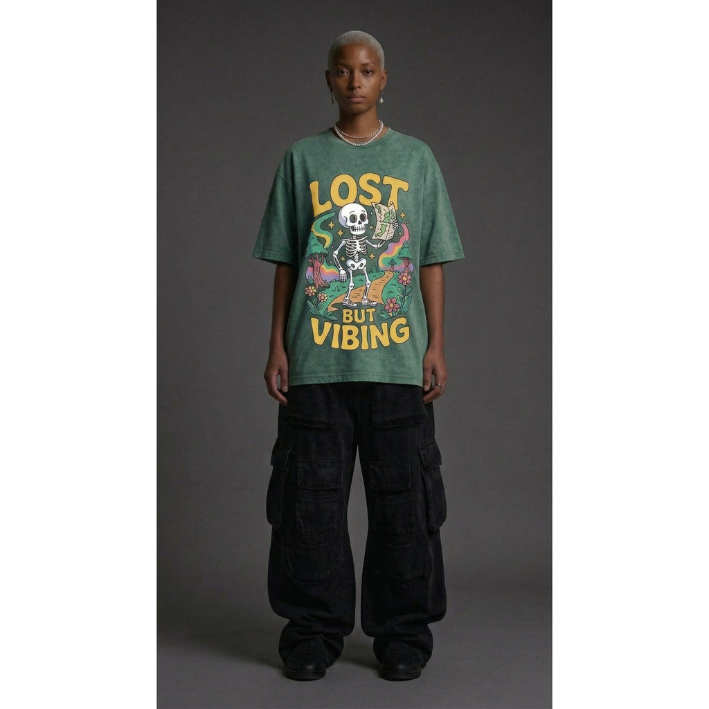 Lost but Vibing - Washed Oversized T-Shirt | NEX Streetwear Egypt | T-Shirts