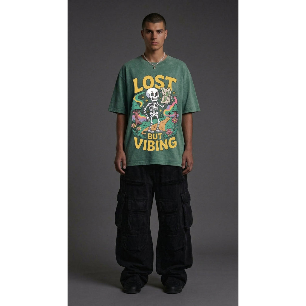 Lost but Vibing - Washed Oversized T-Shirt | NEX Streetwear Egypt | T-Shirts