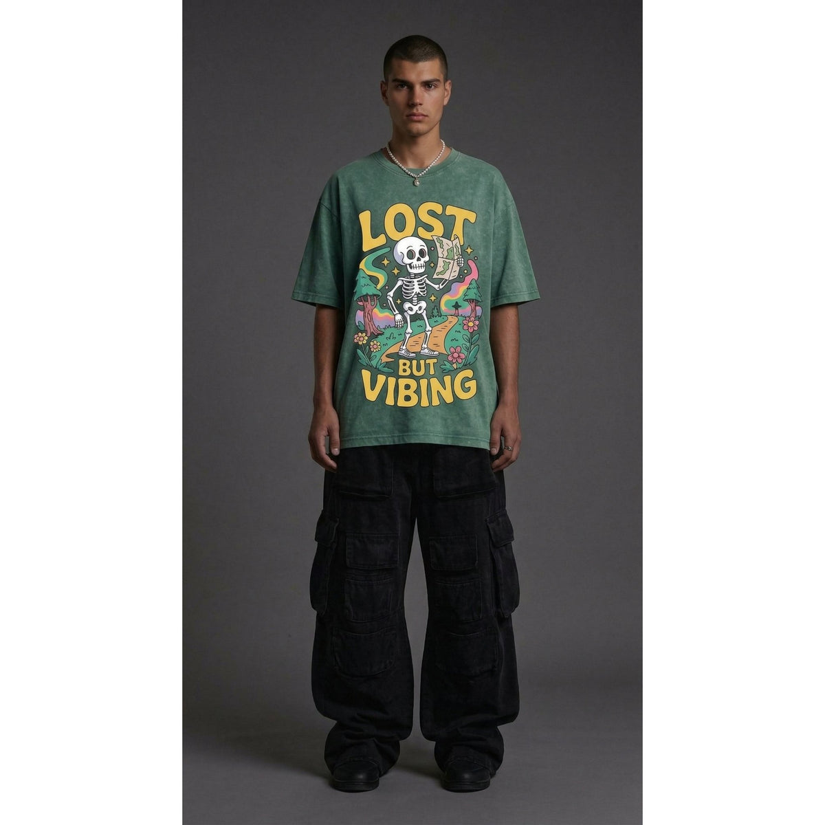 Lost but Vibing - Washed Oversized T-Shirt | NEX Streetwear Egypt | T-Shirts