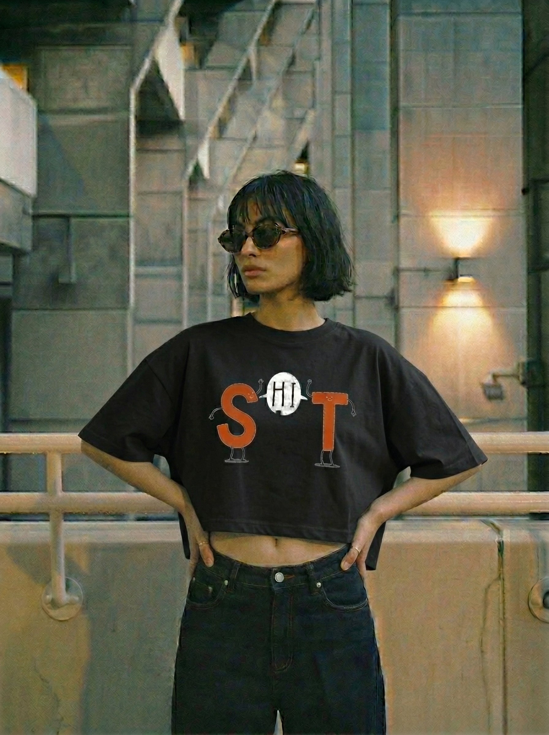 SHiT - Cropped Oversized T-Shirt
