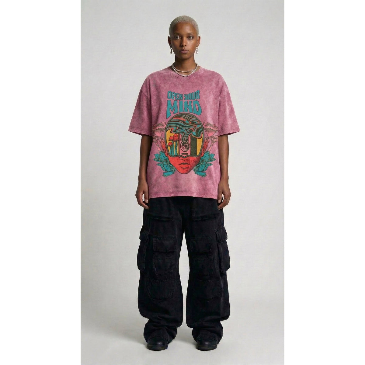Open you mind - Washed Oversized T-shirt | NEX Streetwear Egypt | 